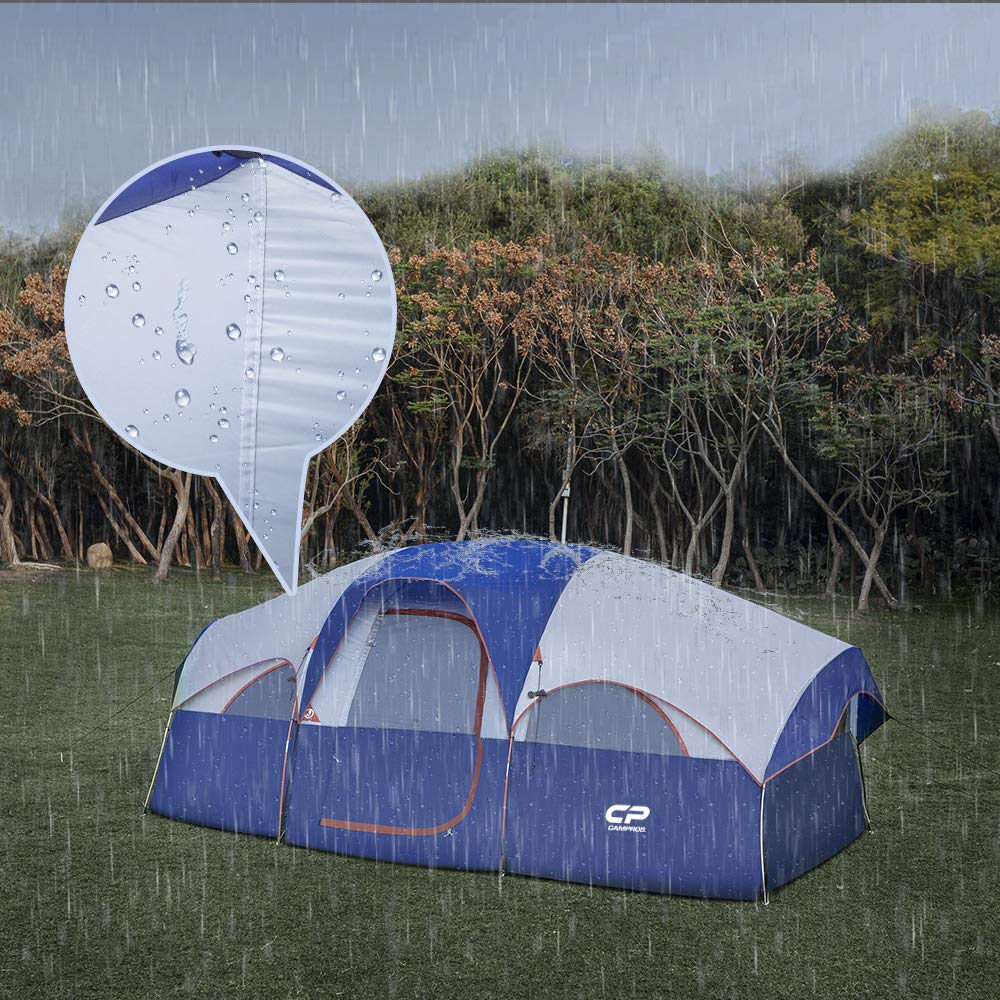 CAMPROS 8-Person Waterproof Camping Tent with Carry Bag – Blue