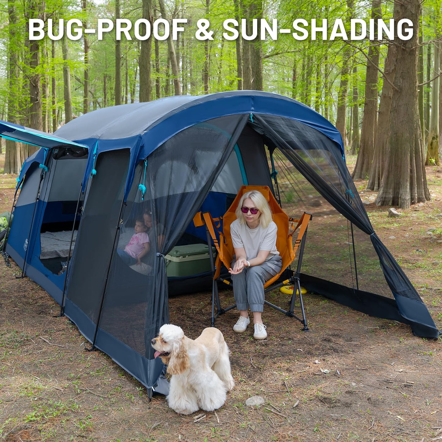 Timber Ridge 8-Person Waterproof Family Camping Tent with Screen Room & Carry Bag