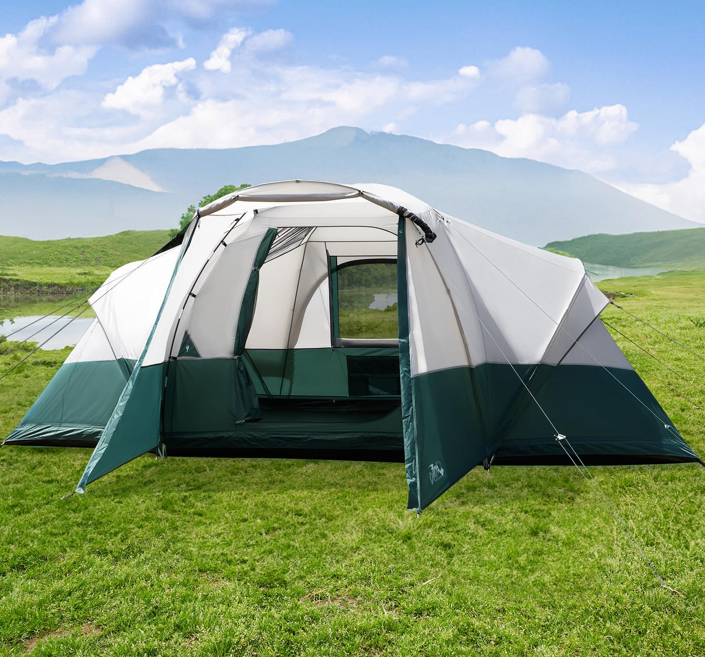 11-Person Family Camping Tent with Porch, Rainfly & Vestibule – Large Dome Tunnel Tent