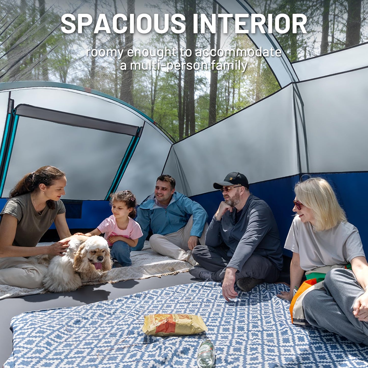 Timber Ridge 8-Person Waterproof Family Camping Tent with Screen Room & Carry Bag