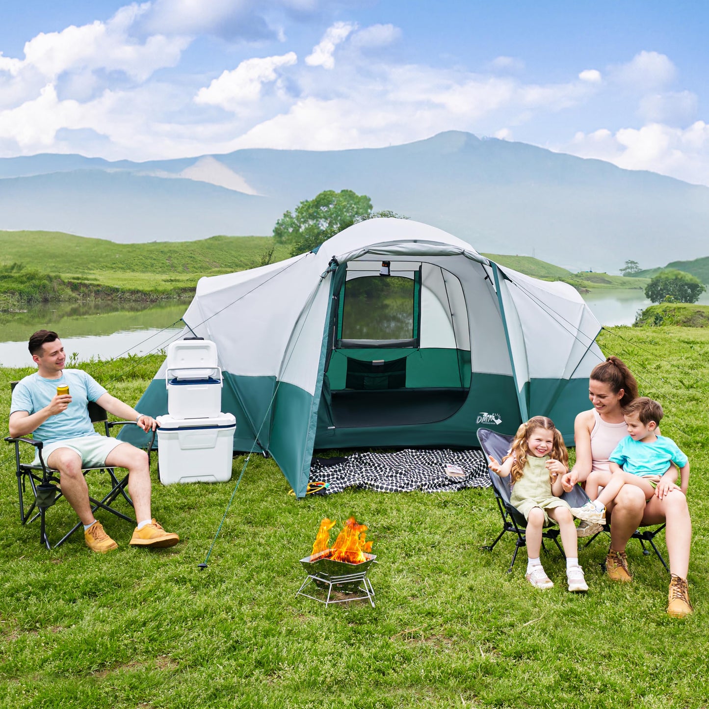 11-Person Family Camping Tent with Porch, Rainfly & Vestibule – Large Dome Tunnel Tent