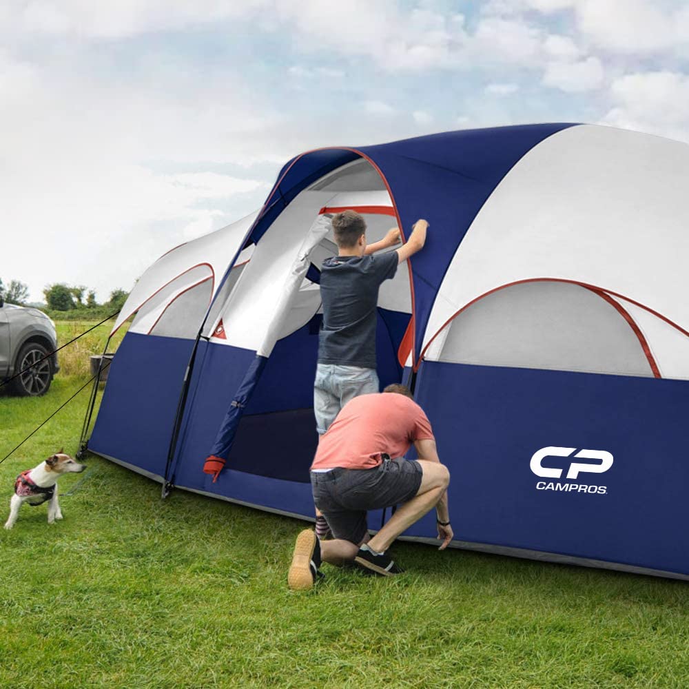 CAMPROS 8-Person Waterproof Camping Tent with Carry Bag – Blue